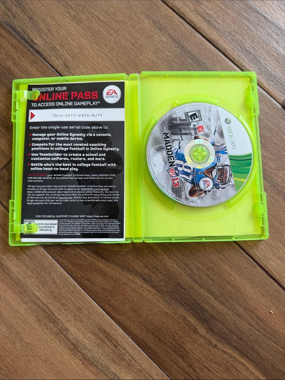 Microsoft Xbox 360 Madden NFL 13 - Neon Green Case